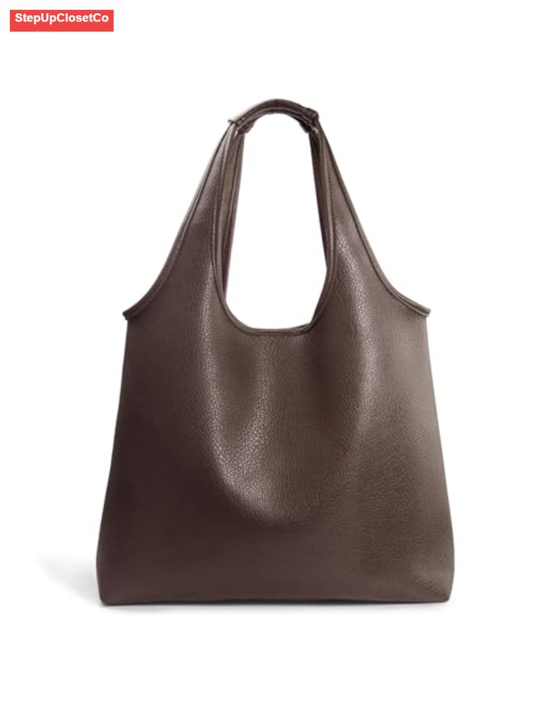 Women's Vegan Leather Hobo Bag Soft Slouchy Oversized Tote Shoulder Handbag